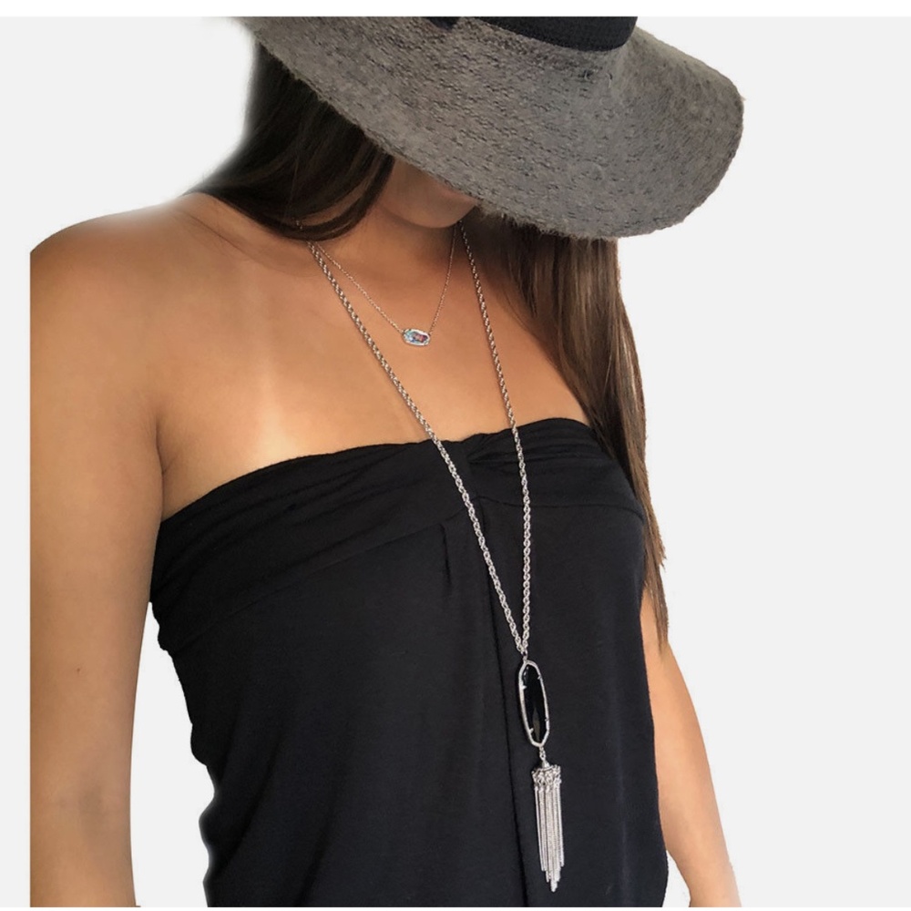 New Kendra Scott RAYNE Pendant Necklace Hologram DICHROIC Glass Tag DustBag $125